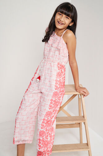 Coral Floral Tassel Straight Jumpsuit, Coral, image 5