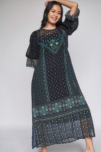 3 - Black Floral Straight Gown, image 3