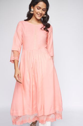 2 - Rose Pink Self Design Kurta, image 2