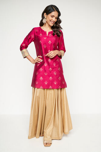 Magenta Foil Print Straight Slip-On Tunic, Magenta, image 3