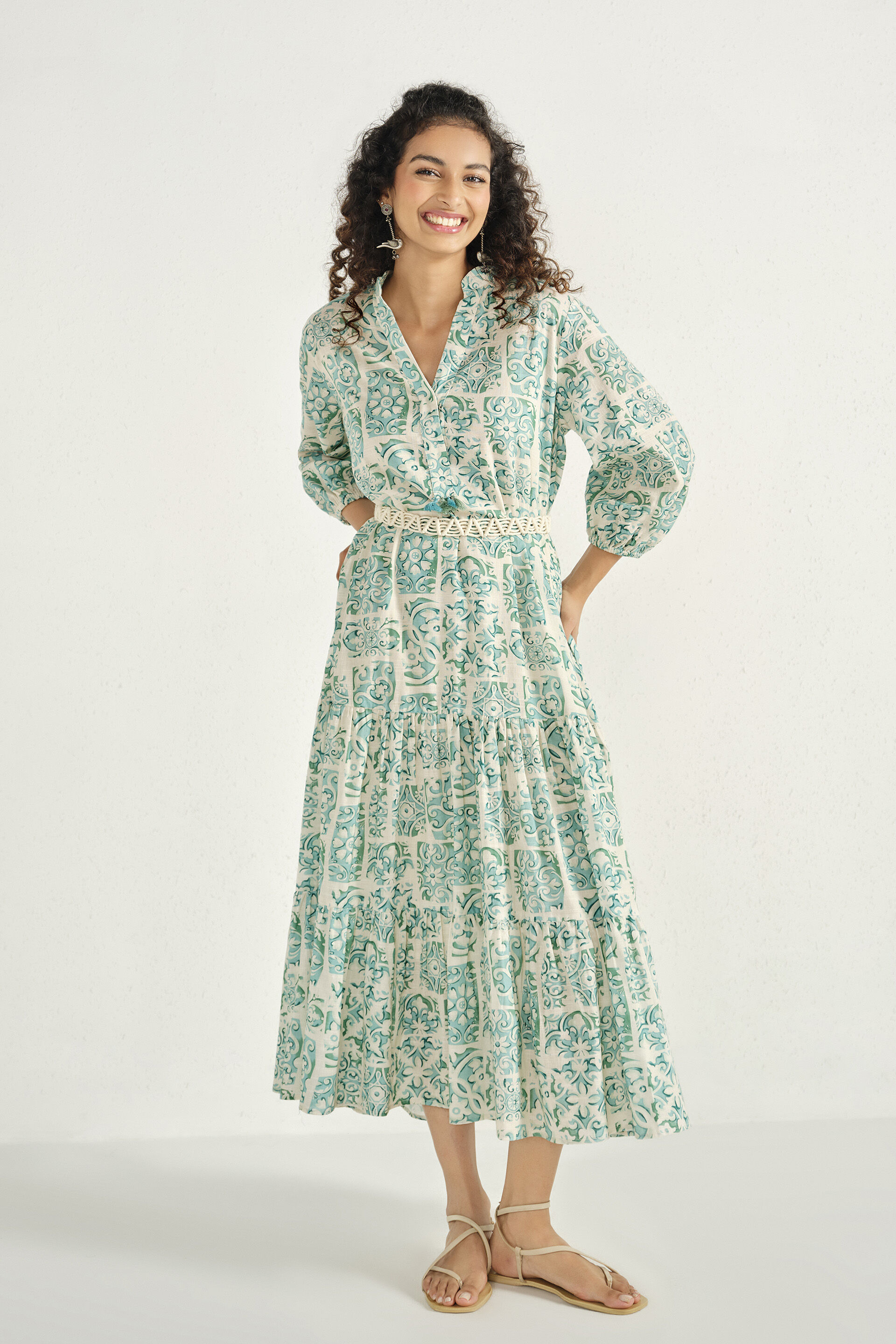 global desi green dress Buy GLOBAL DESI green Floral Cotton V-Neck Womens Casual Wear Dress
