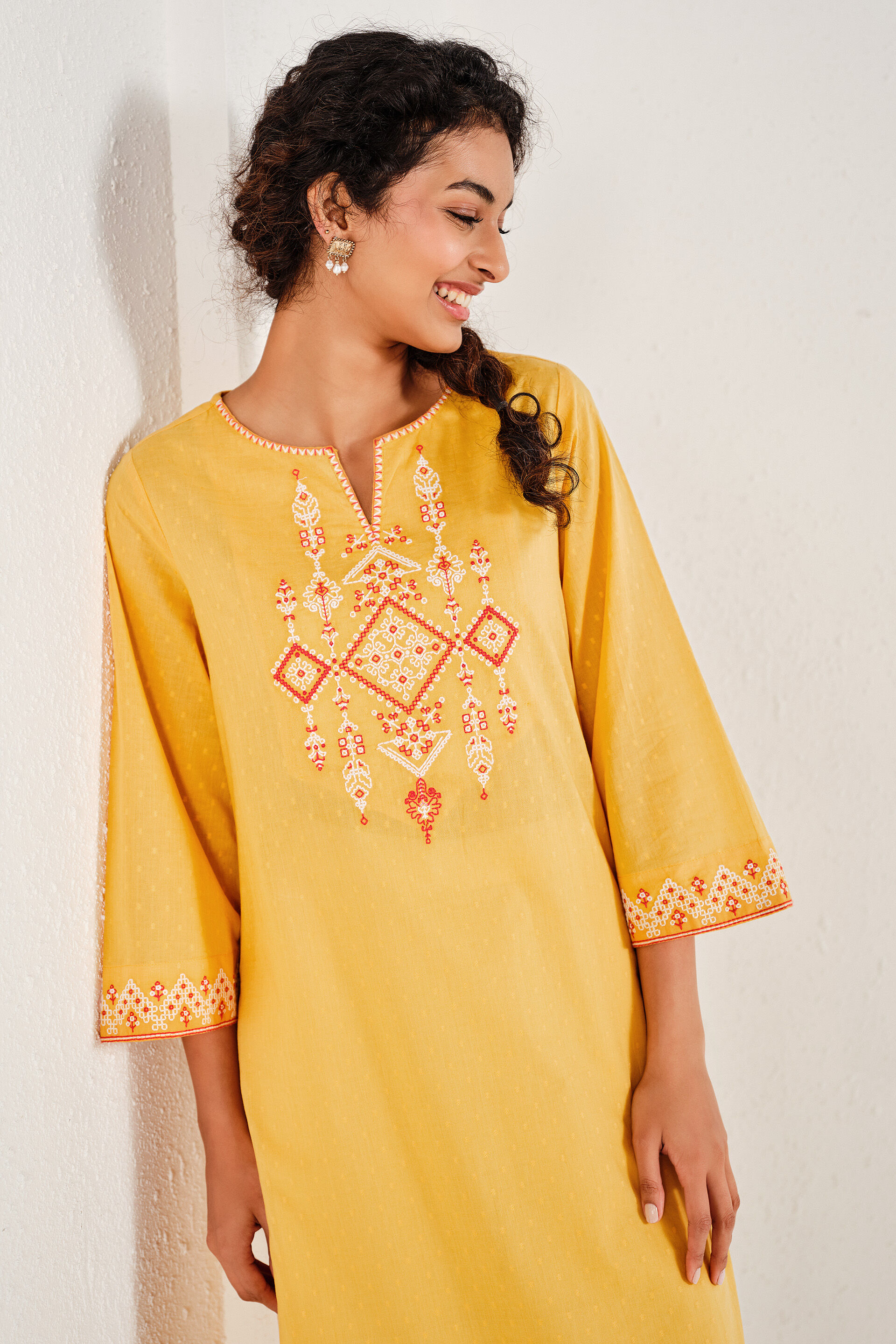 Moksh Mustard Cotton Kurta, Mustard, image 5