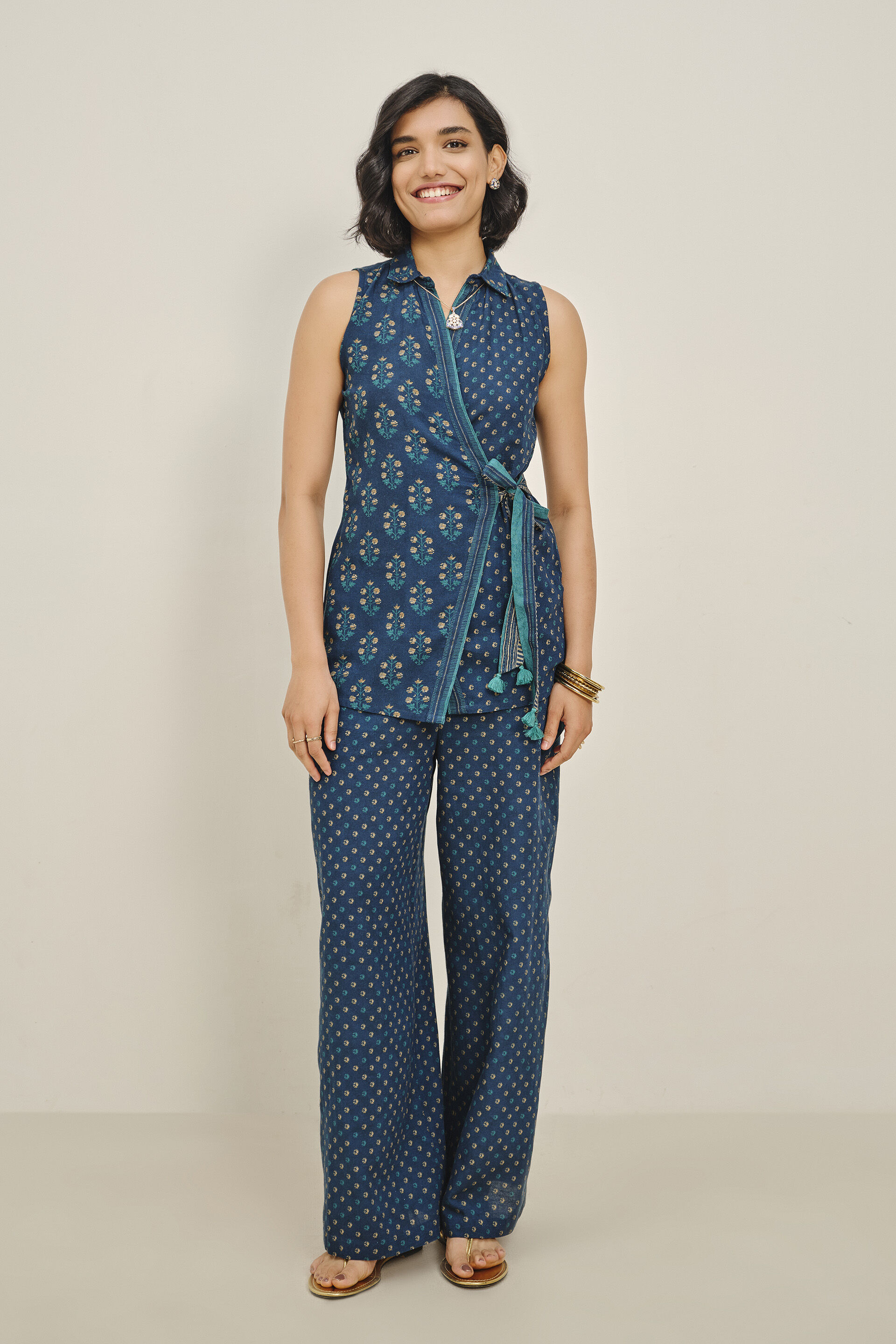 Indigo Wrap Top Set, Indigo, image 2