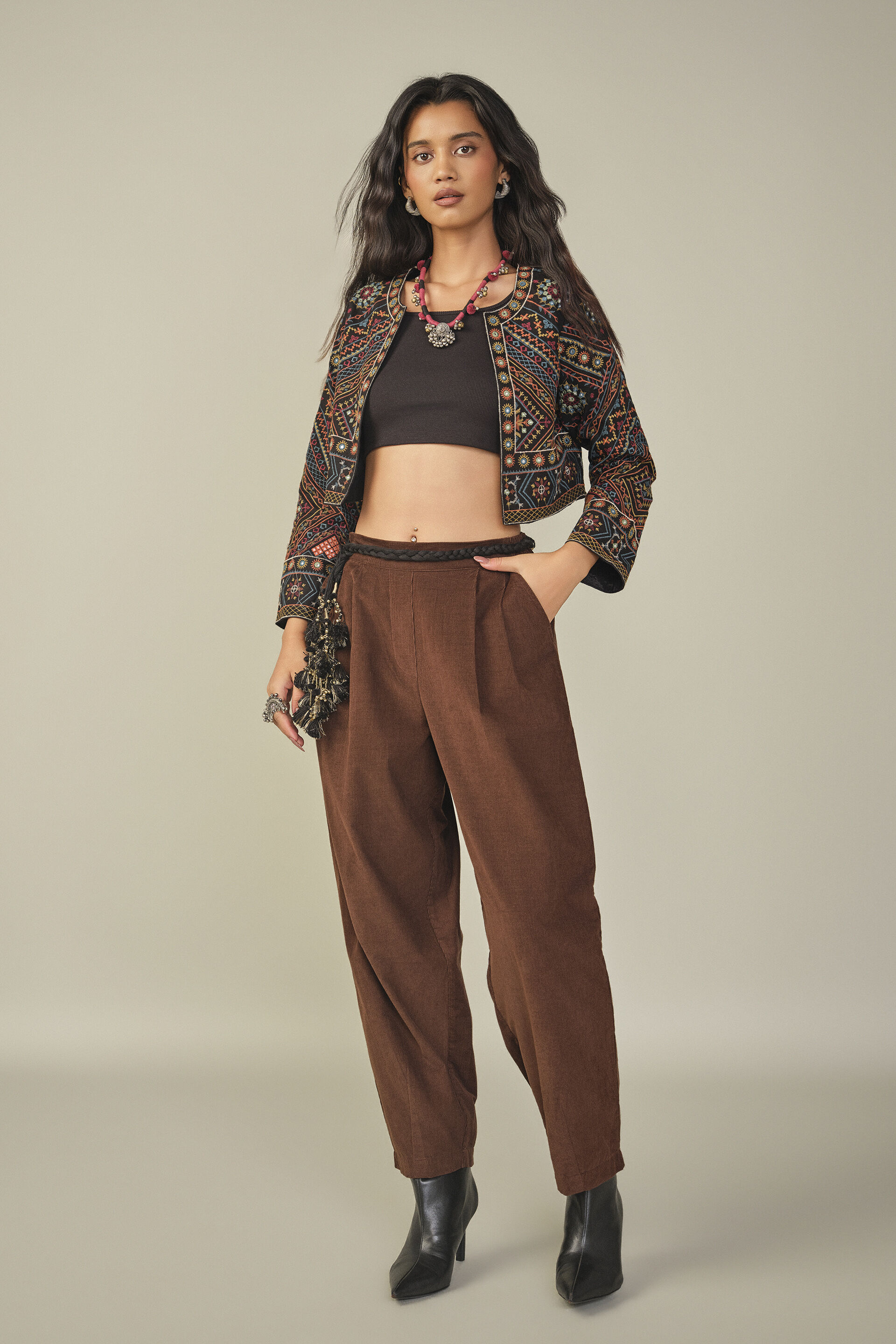 Embroidered Jacket in Black, Black, image 4