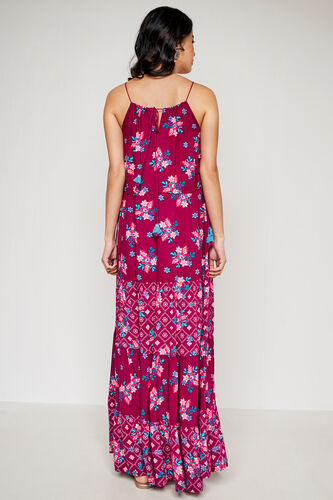 Wine Floral Flared Gown, Wine, image 5