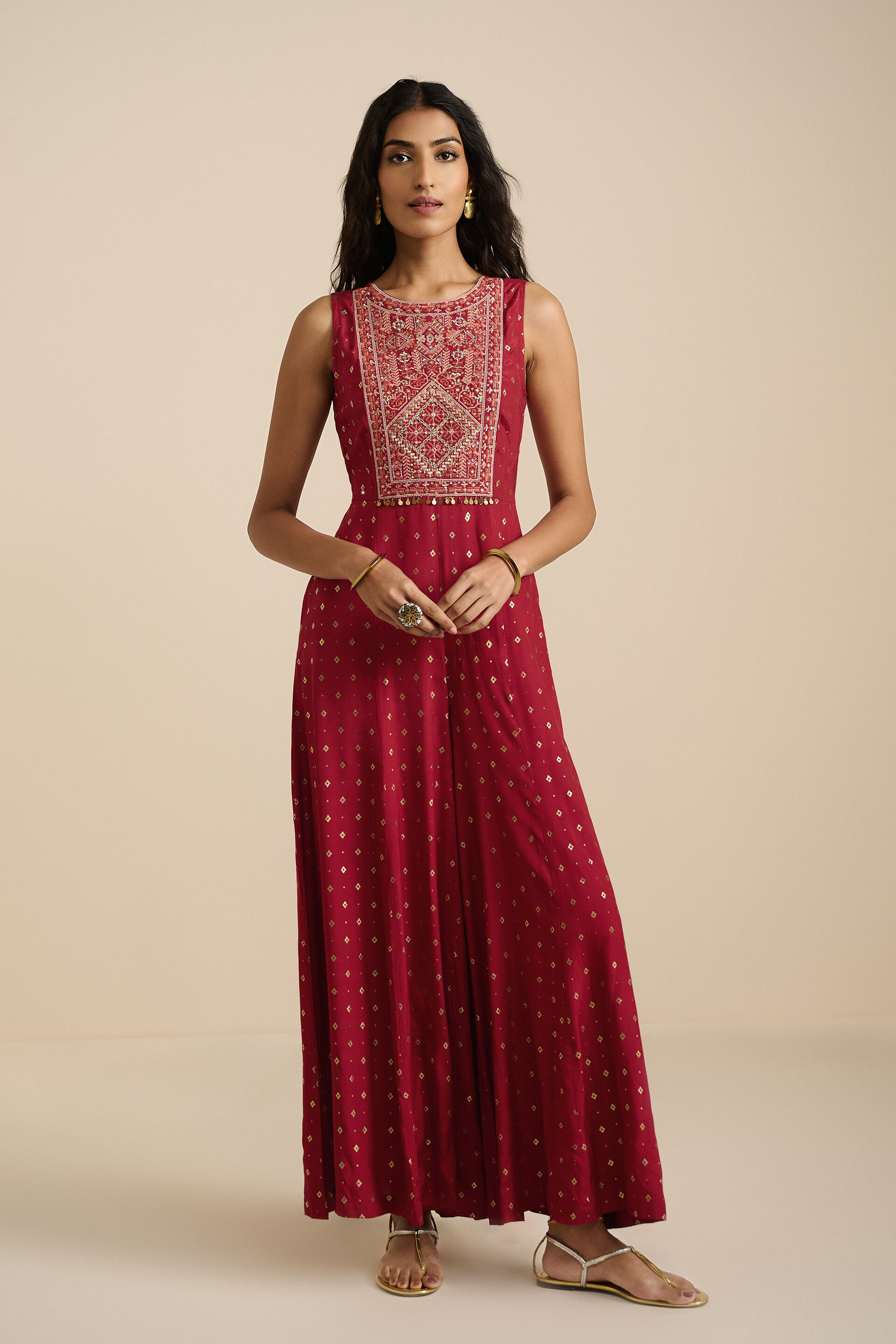 Laal printed Jumpsuit, Red, image 2