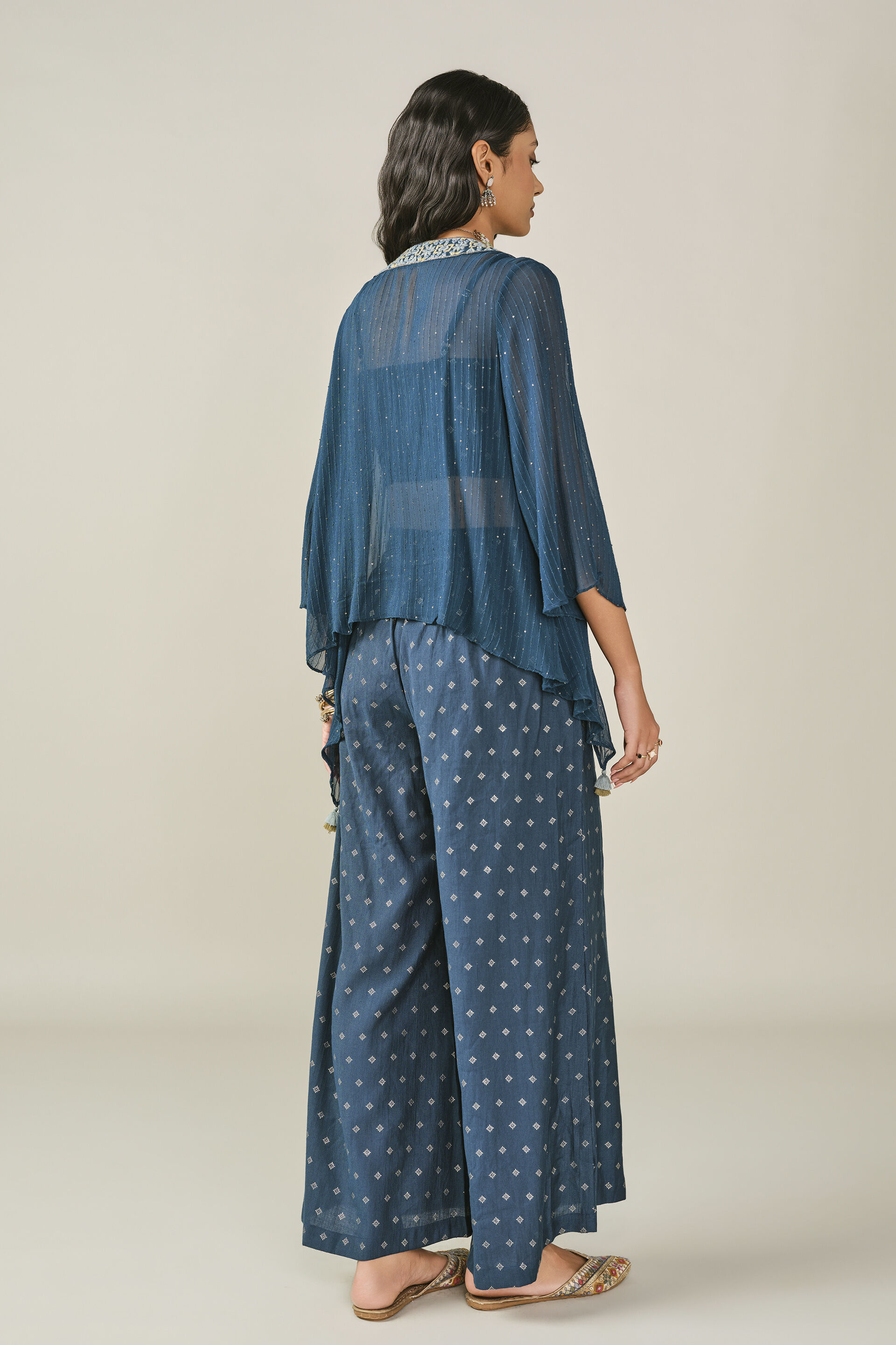 Embroidered Shrug Set in Teal, Teal, image 5