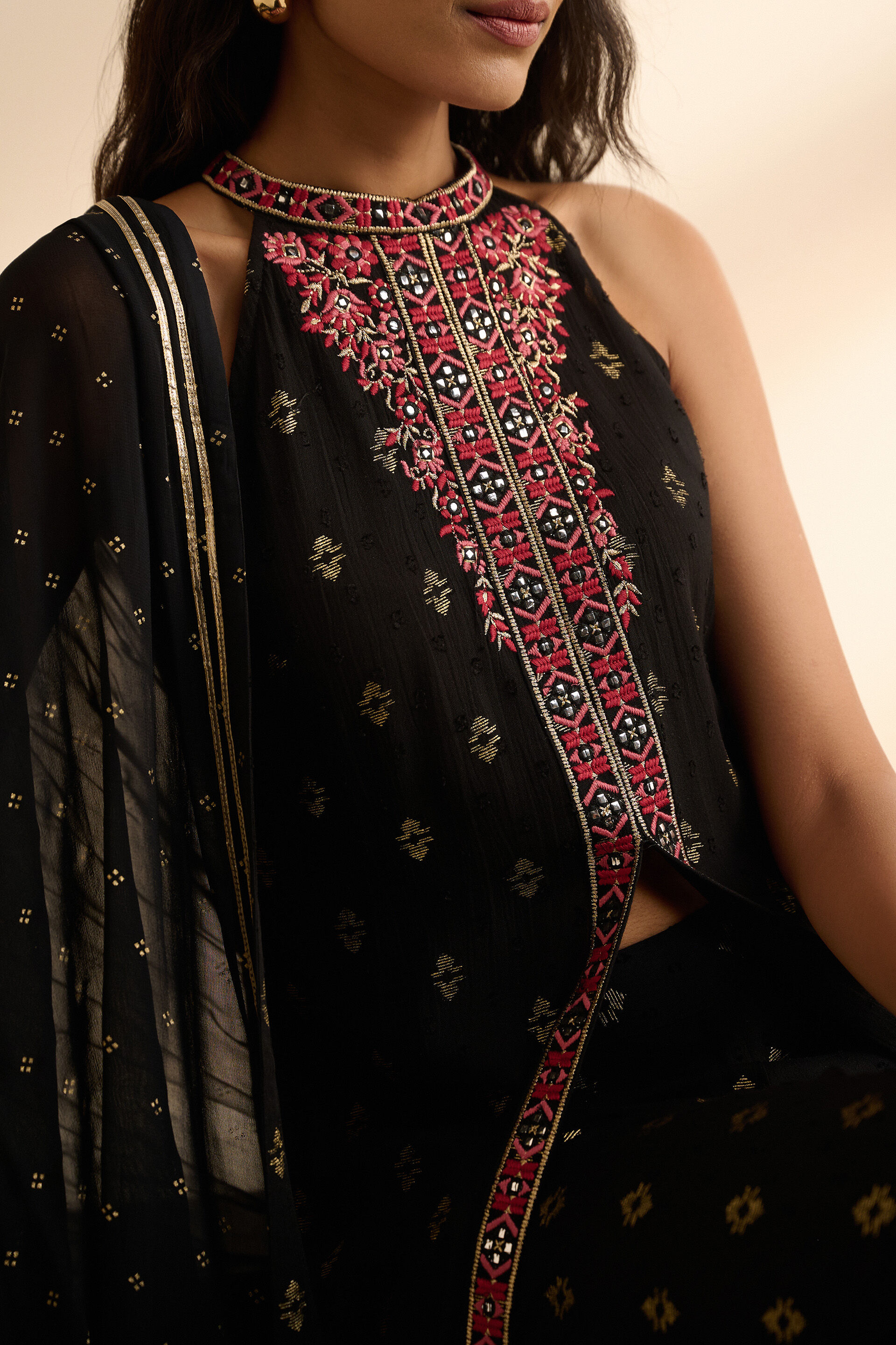 Shaam Sitaara Kurta Set, Black, image 3