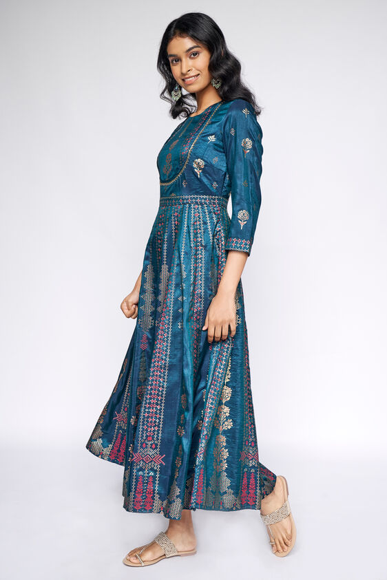 6 - Dark Green Ethnic Motifs Fit and Flare Gown, image 6