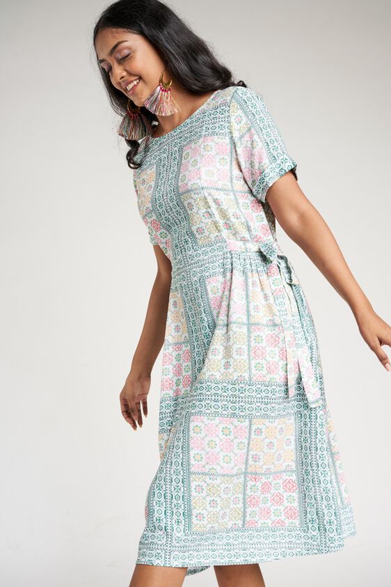 5 - Mint Floral Printed A-Line Dresse, image 5