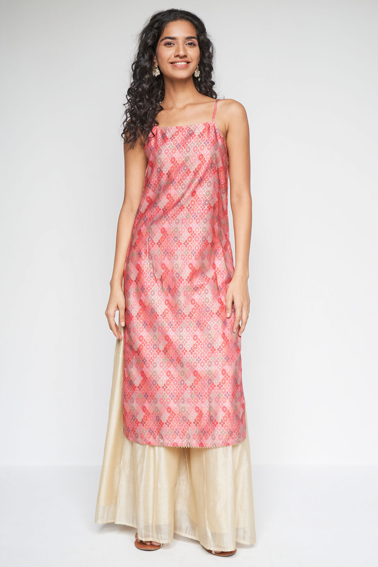 Pink Festive Straight Ethnic Motifs Kurta, Pink, image 1