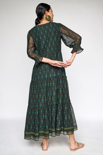 4 - Dark Green Tie-Ups Fit and Flare Dress, image 4