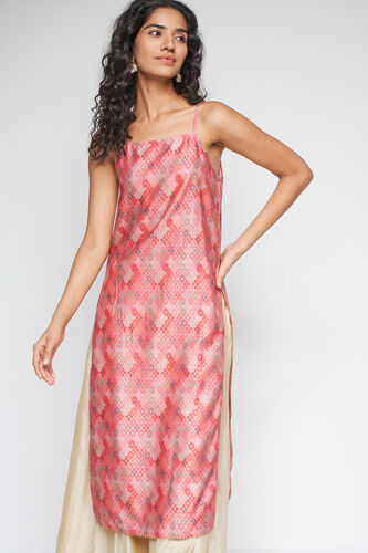 Pink Festive Straight Ethnic Motifs Kurta, Pink, image 4