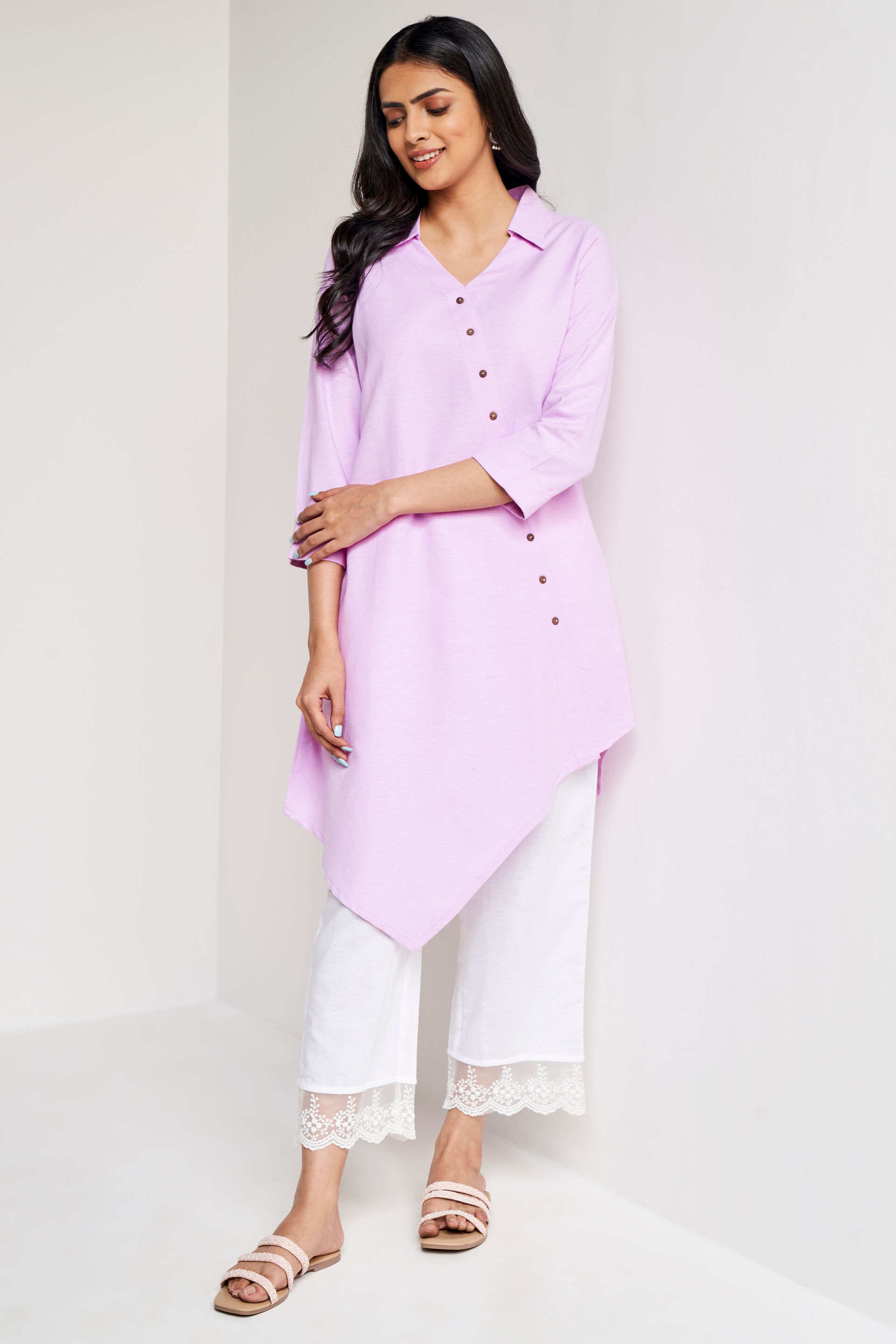 Lilac Solid Asymmetric Tunic, Lilac, image 4