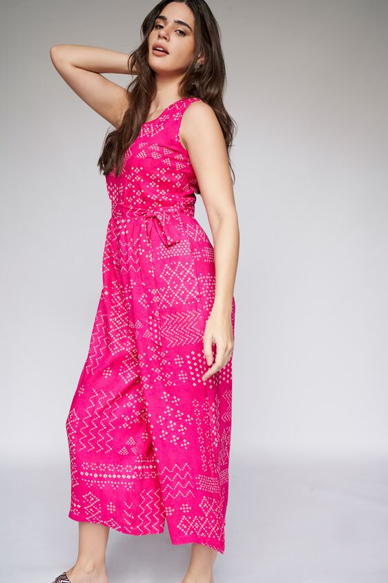 3 - Dark Pink Ethnic Motifs Jump Suit, image 3