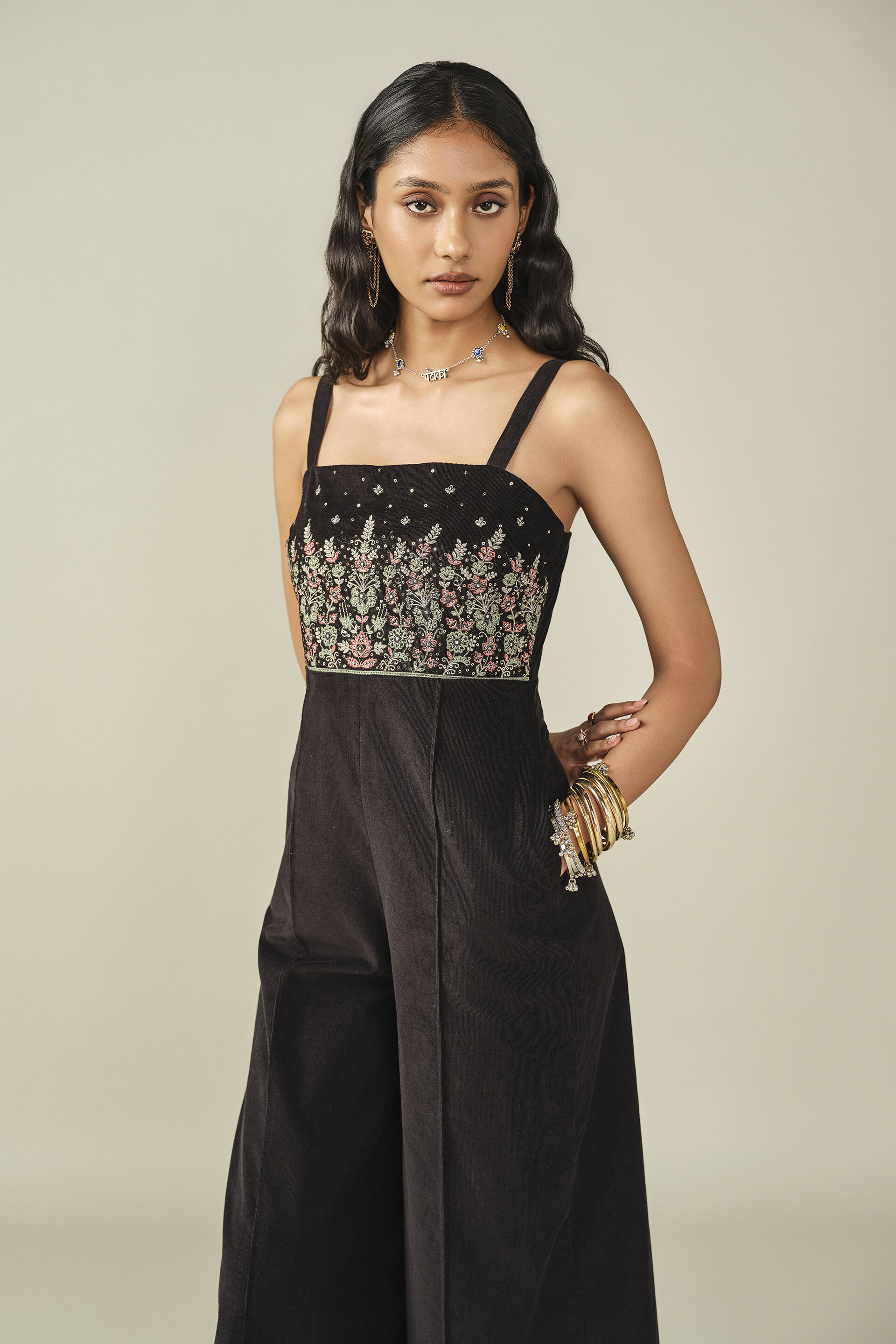 Corduroy Jumpsuit in Black, Black, image 5