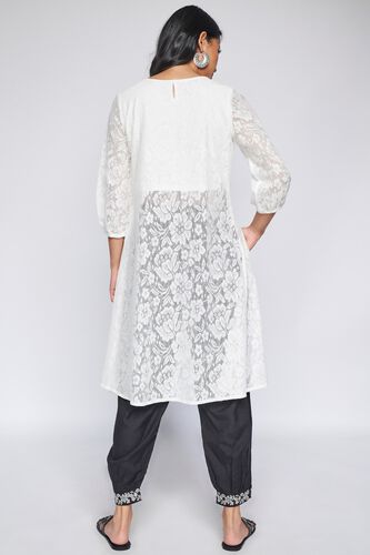 4 - White Solid A-Line Kurta, image 4
