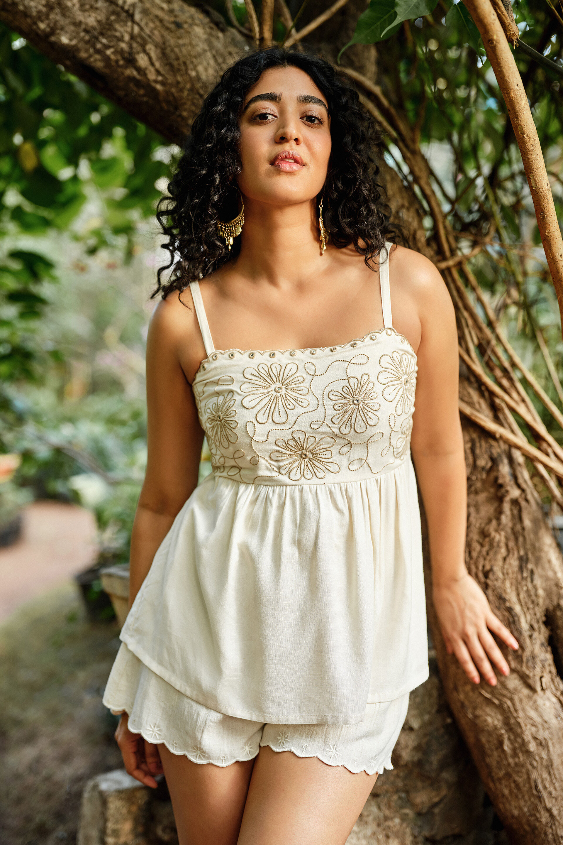 Blossom Off-White Embroidered Top, Off White, image 2