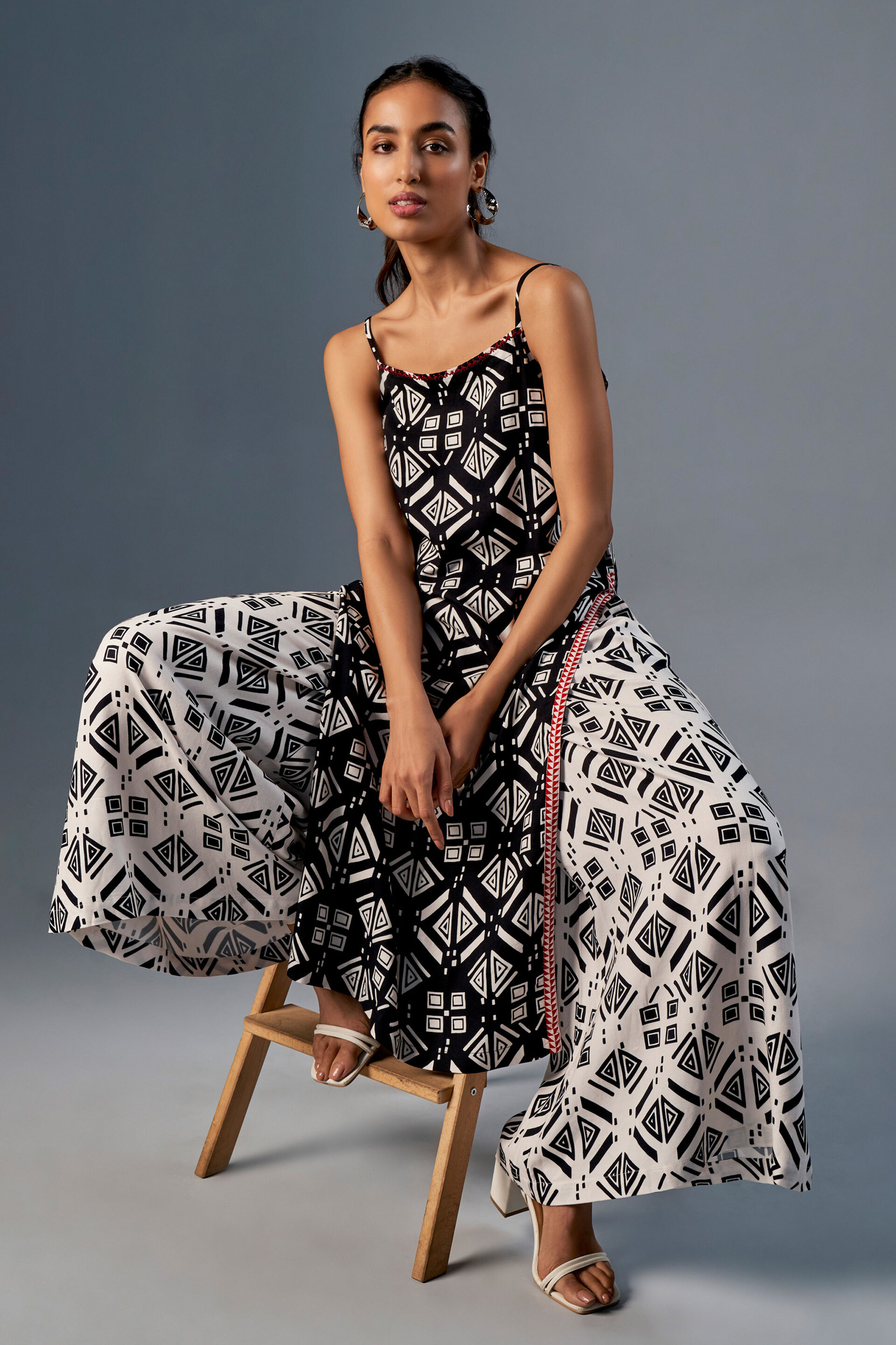 Monochrome Love Kurta Set, Black, image 3