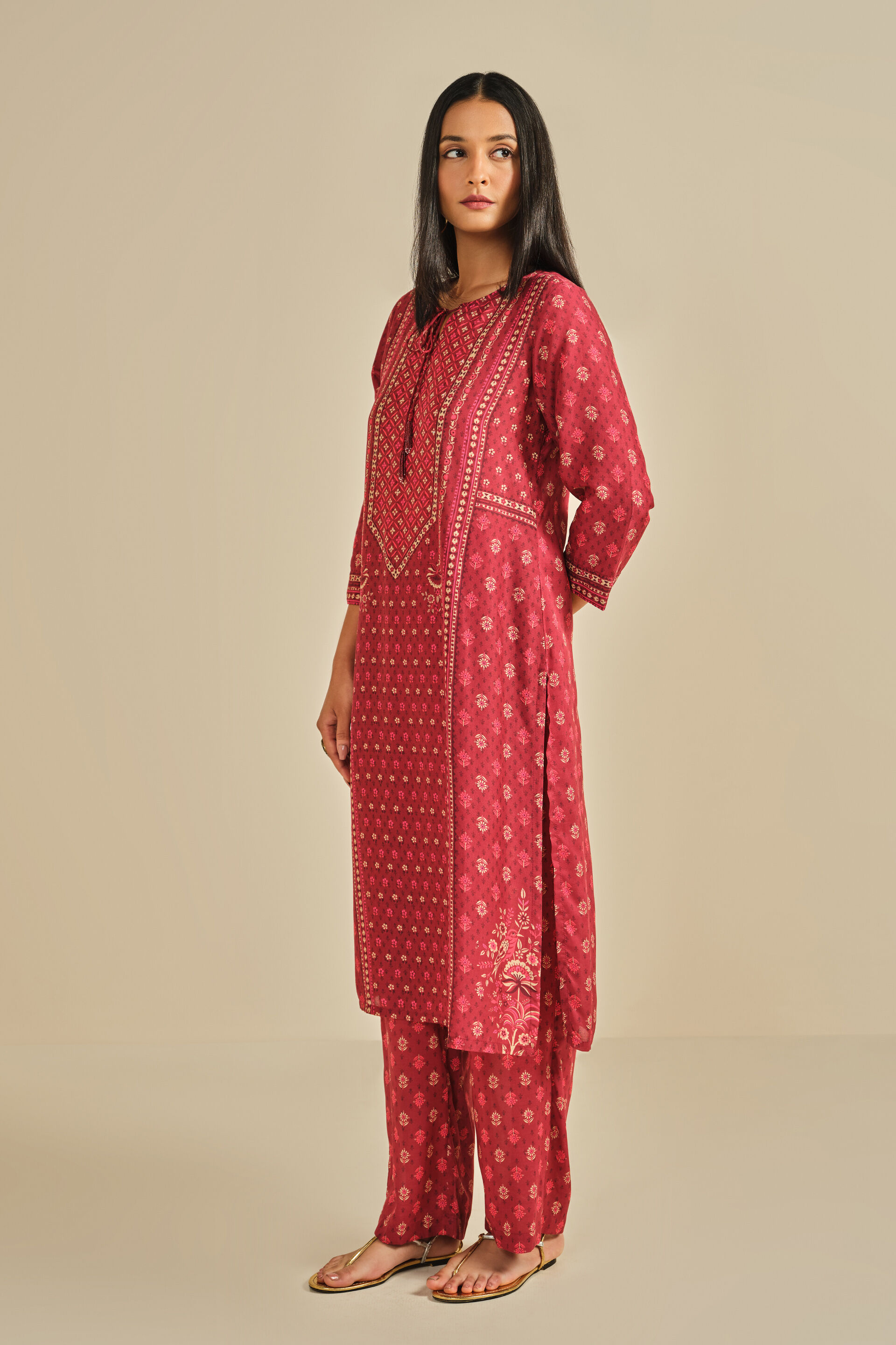 Rangreza Kurta Set, Red, image 4