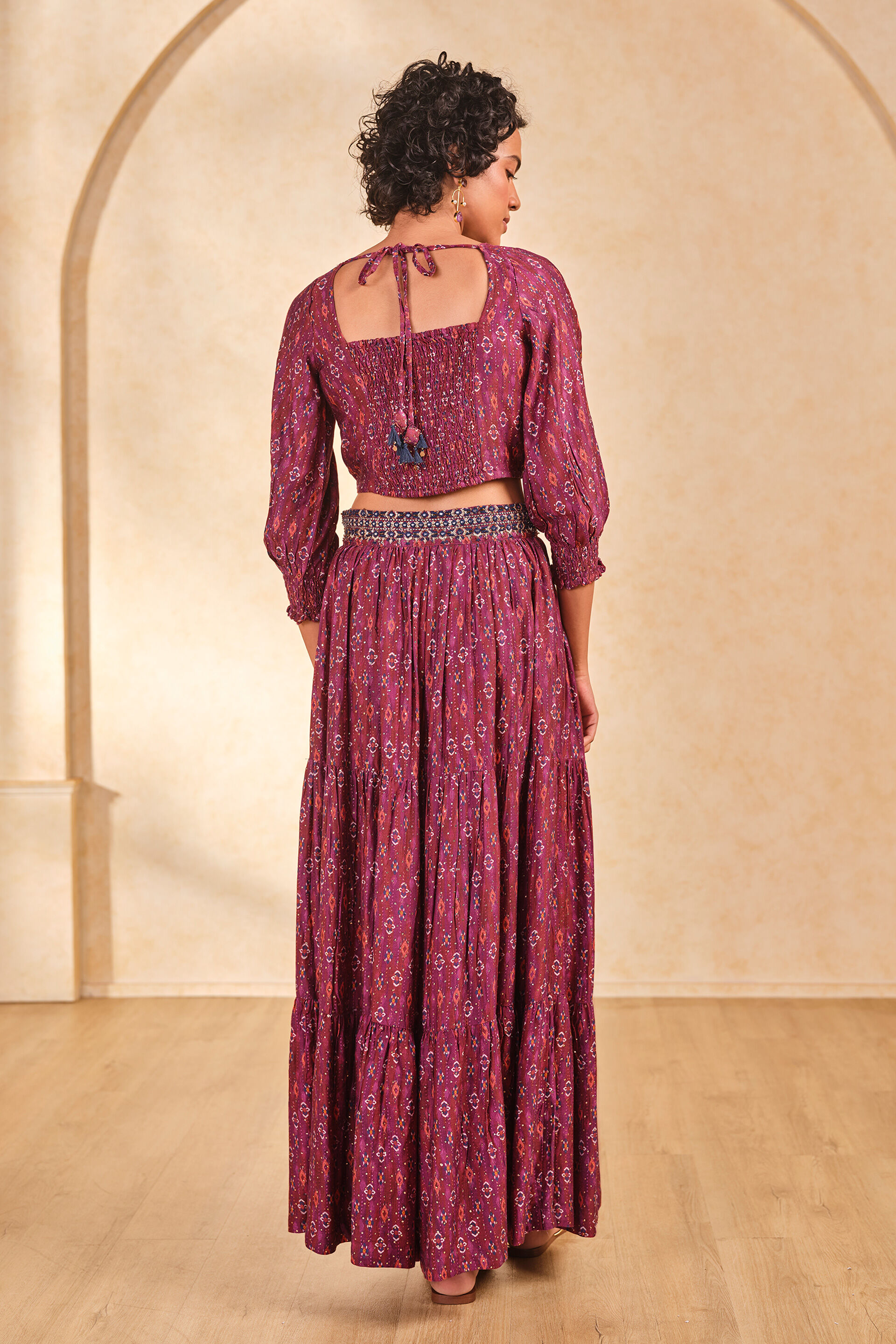 Pink Tie-up Top & Skirt Set, Pink, image 5