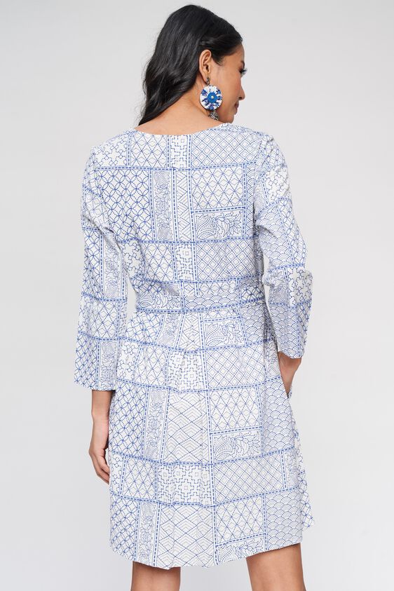 7 - White Graphic Printed A-Line Dress, image 7