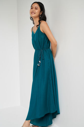 Teal Solid Flared Jump Suit, Teal, image 4