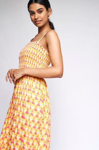 4 - Mustard Geometric Fit & Flare Gown, image 4