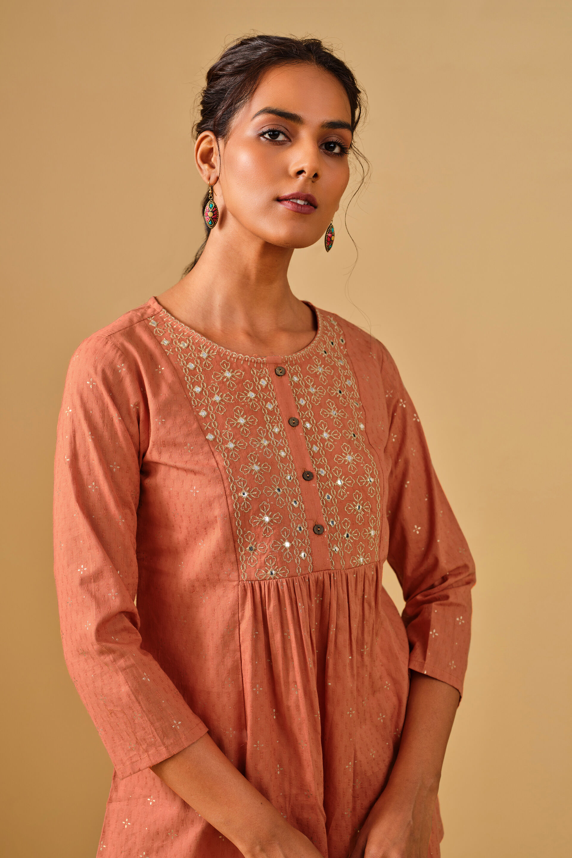 Embroidered Cotton Top, Rust, image 6