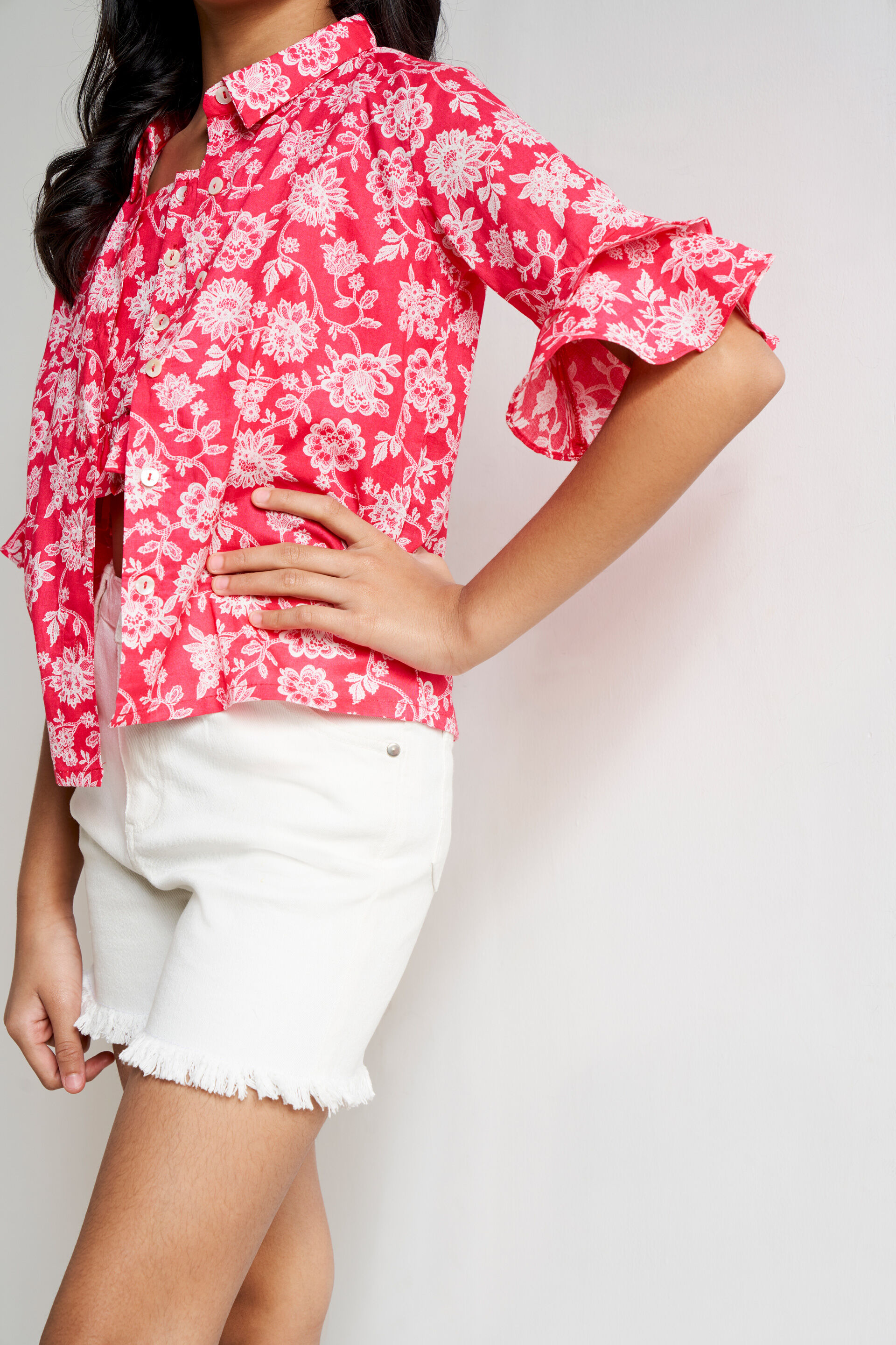 Pink Floral Ruffles Straight Set, Pink, image 4