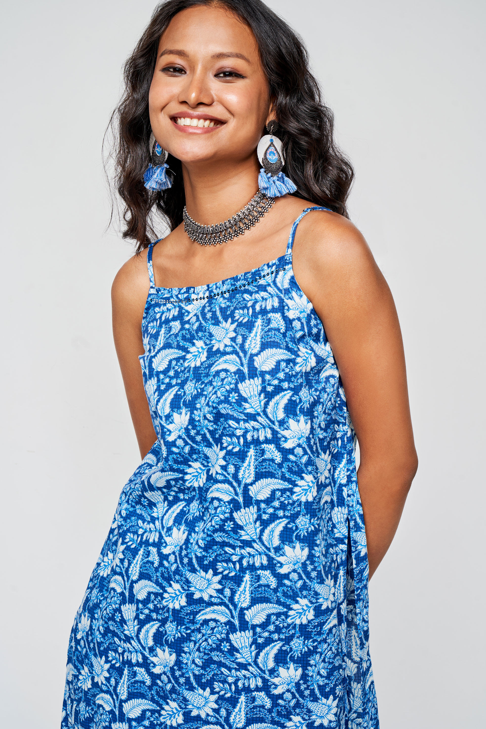 Blue Floral Straight Set-2, Blue, image 5