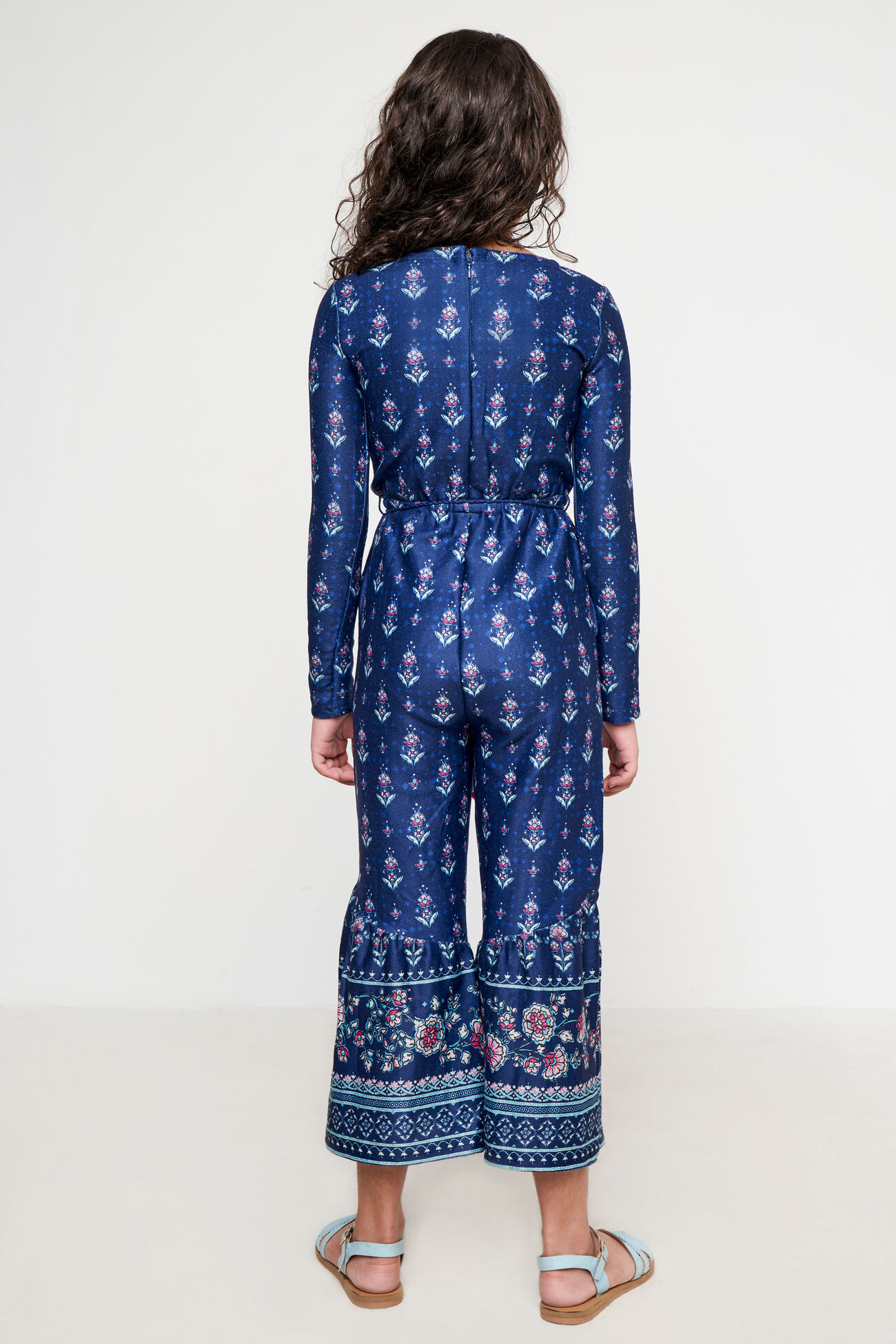 Buy Blue Ethnic Motifs TieUps Jumpsuit Online at Best Price at Global