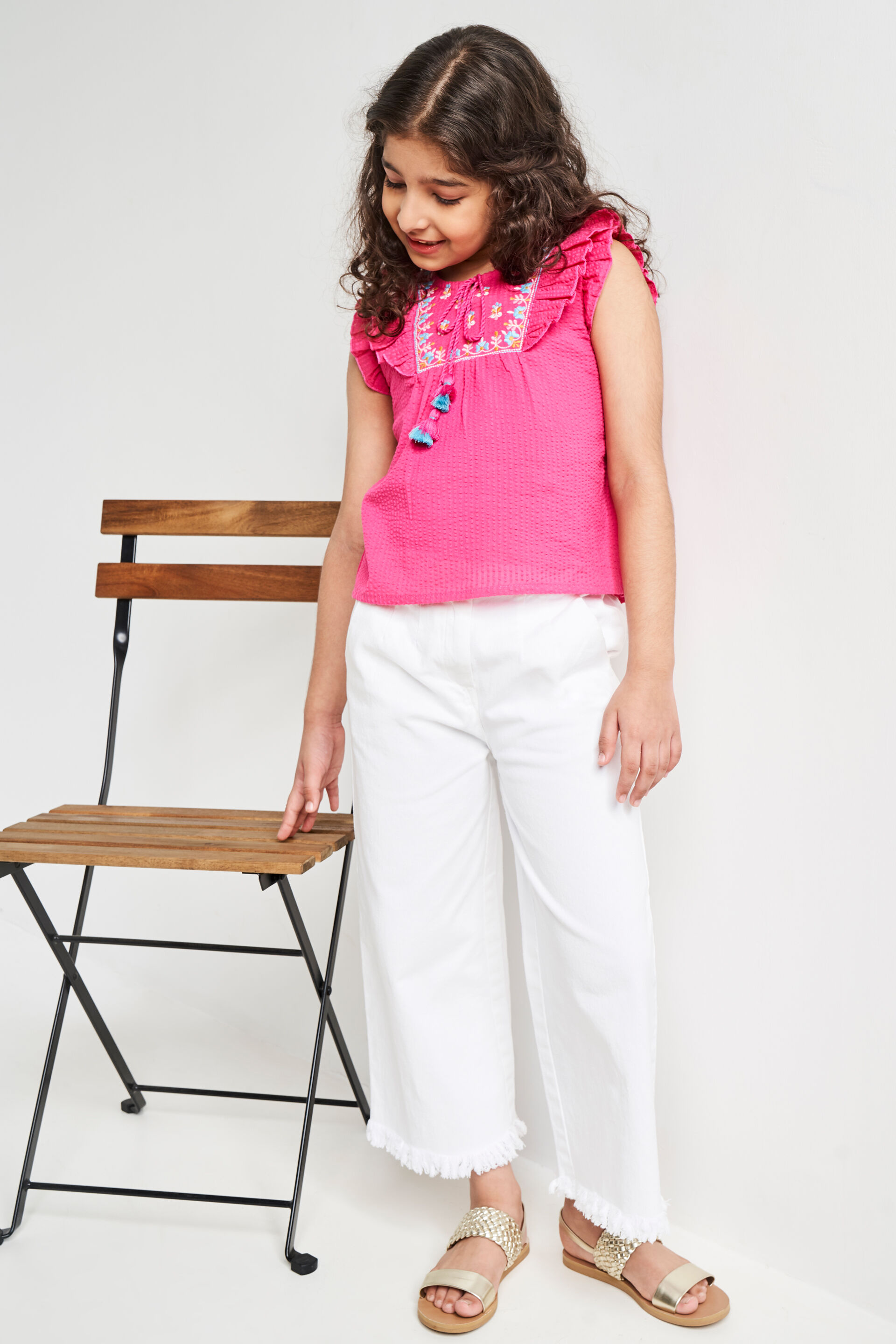 Pink Floral Flared Top, Pink, image 2