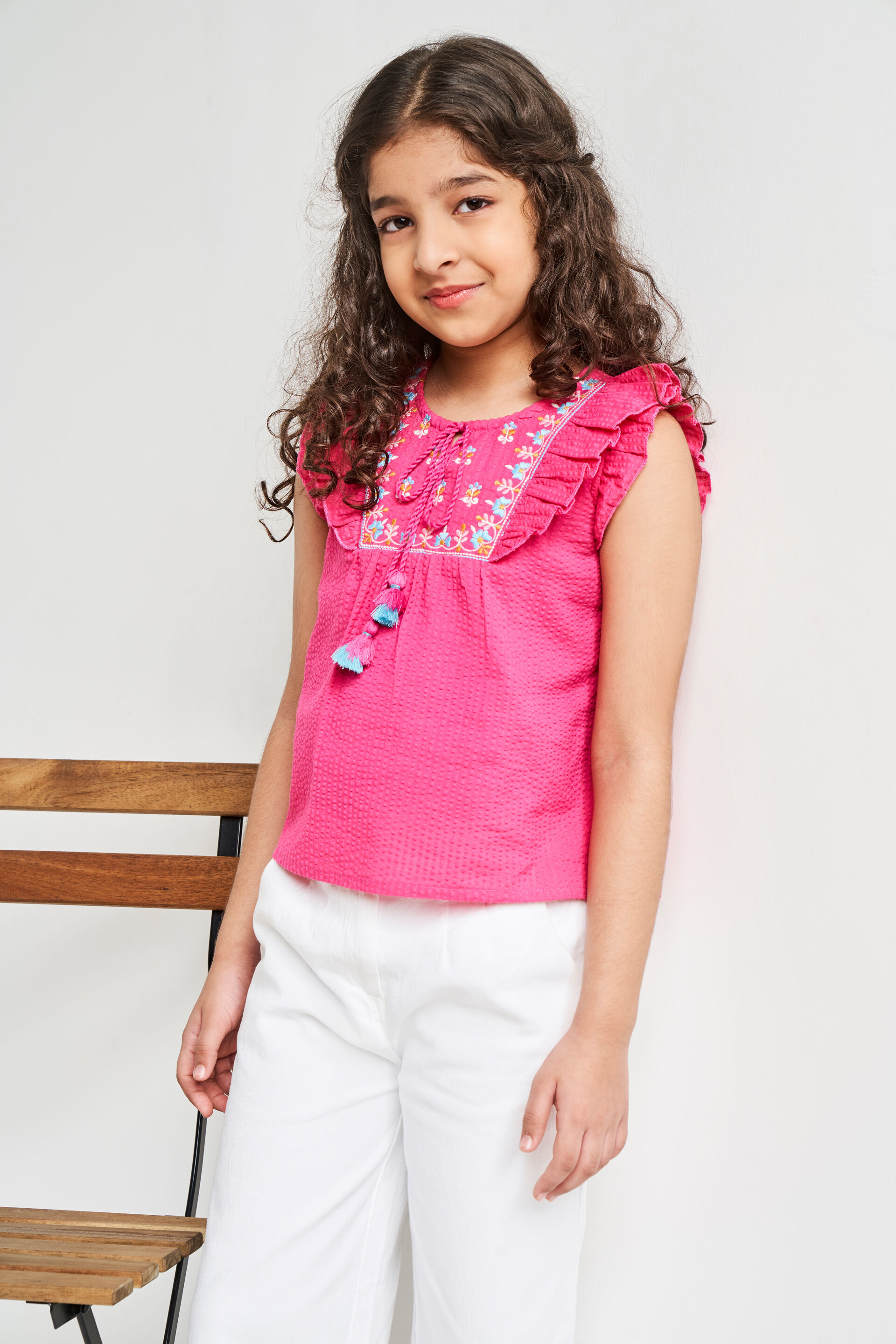 Pink Floral Flared Top, Pink, image 3
