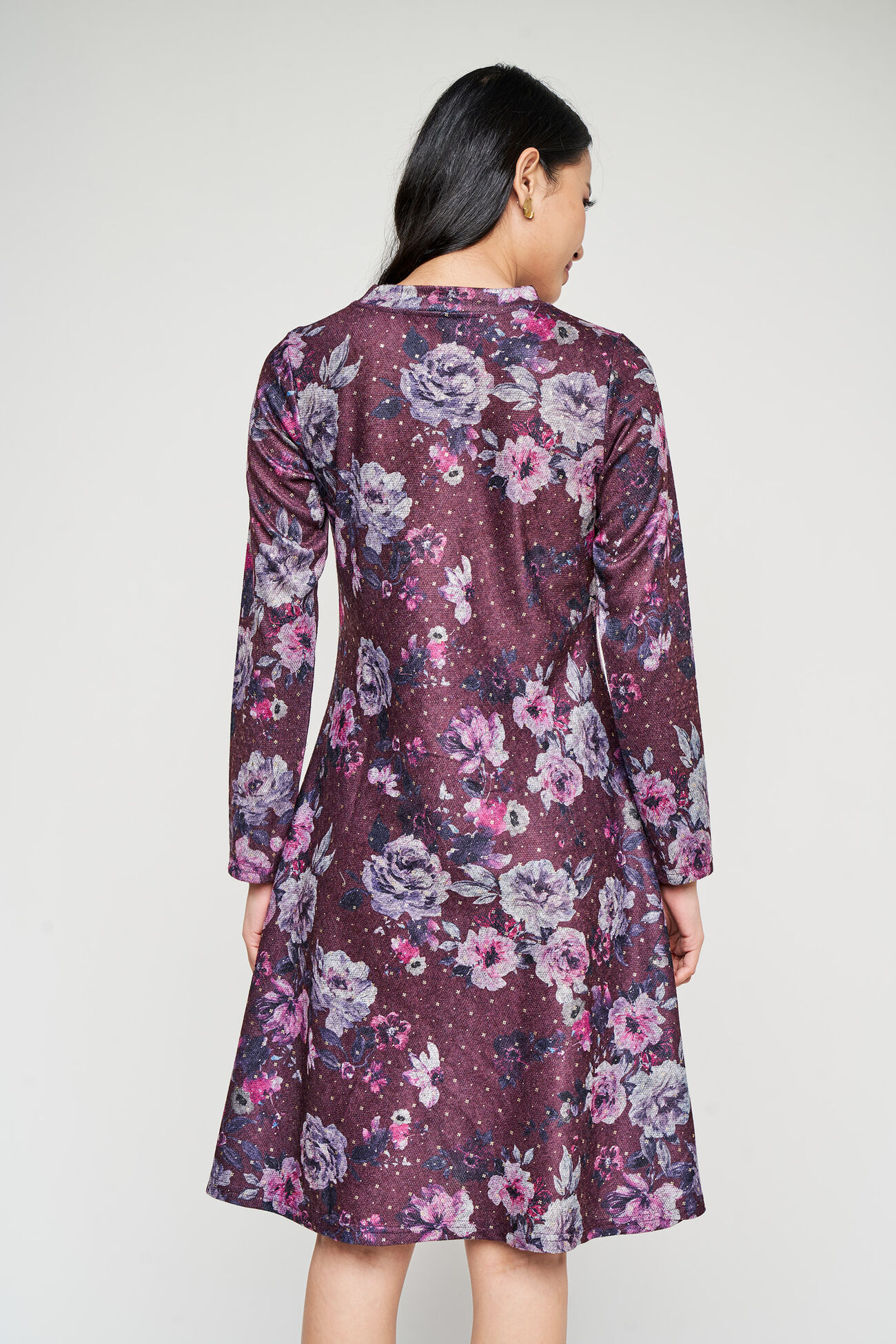 Wine Floral Flared Tunic, Wine, image 5