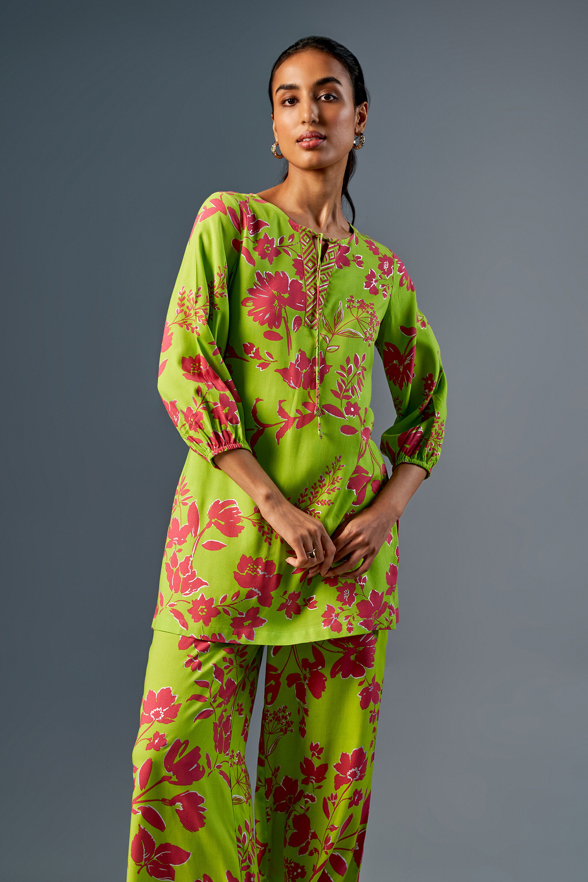 Flower Power Tunic, Lime, image 2