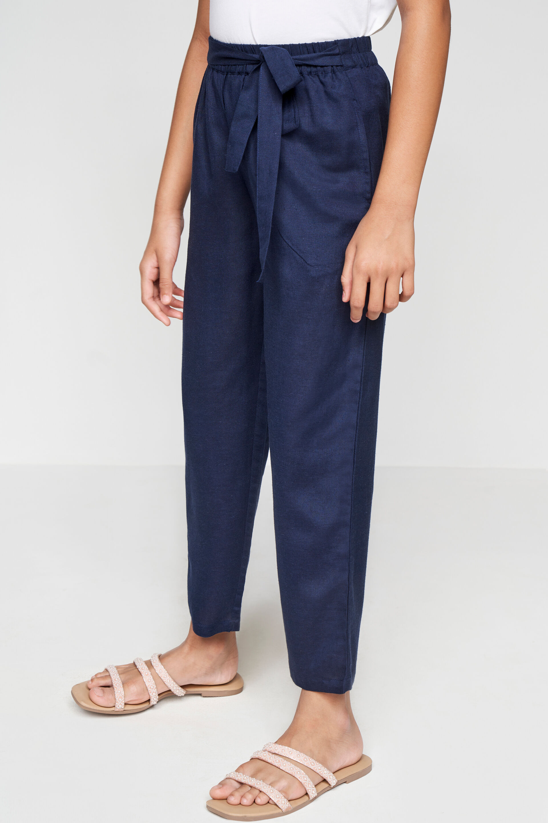 Navy Blue Straight-Fit Trousers, Navy Blue, image 3