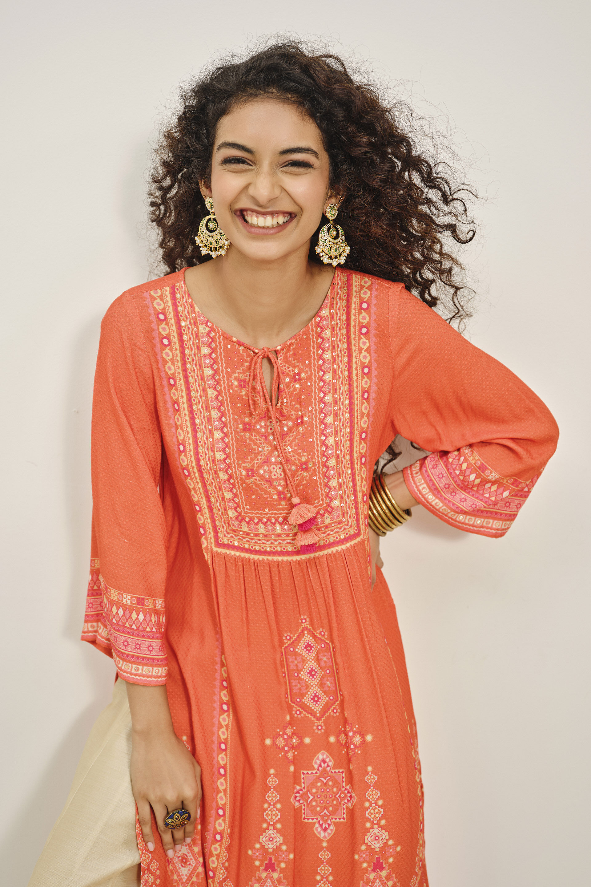 Dhalta Suraj Kurta, Orange, image 3