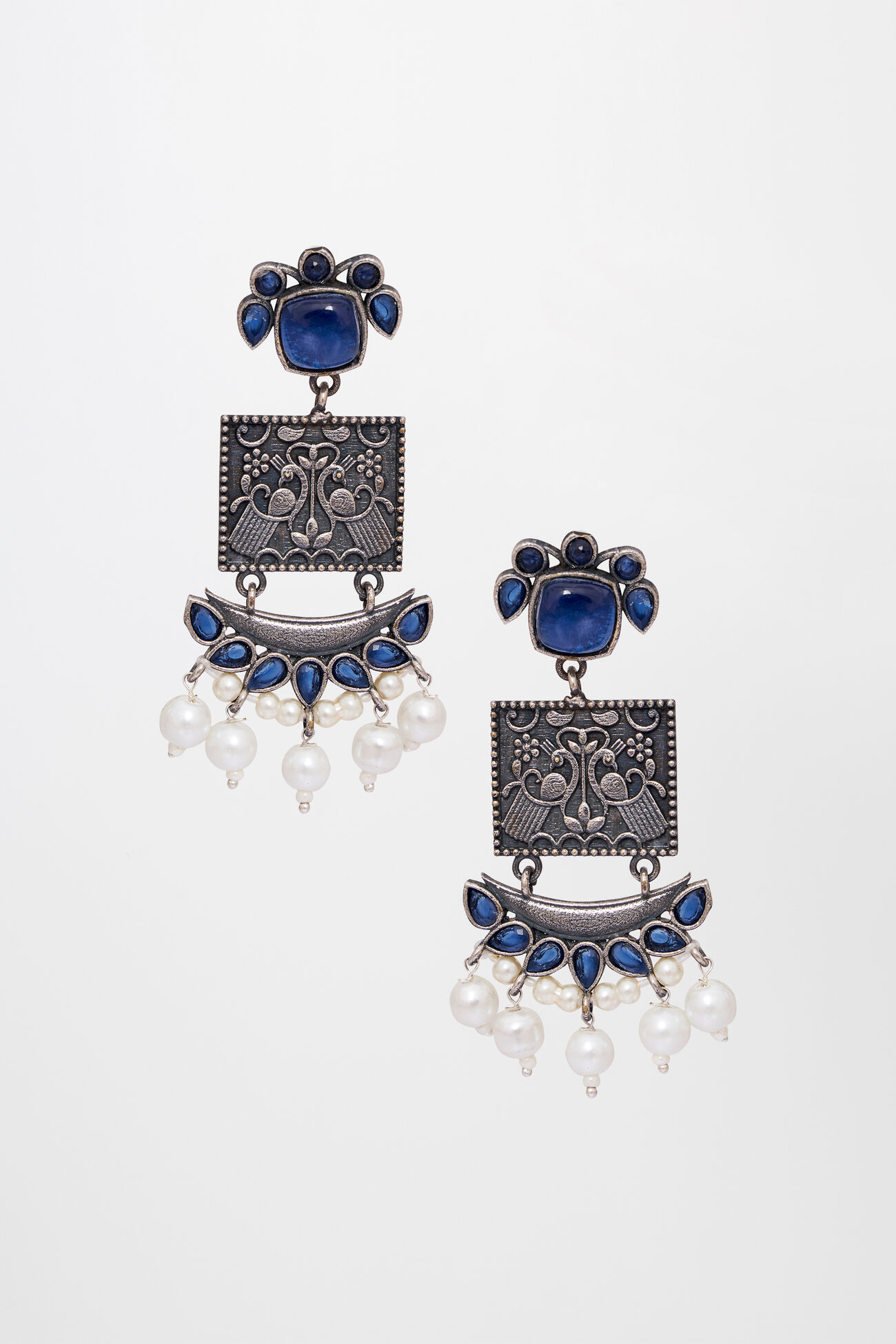 Blue Brass Earring, , image 1