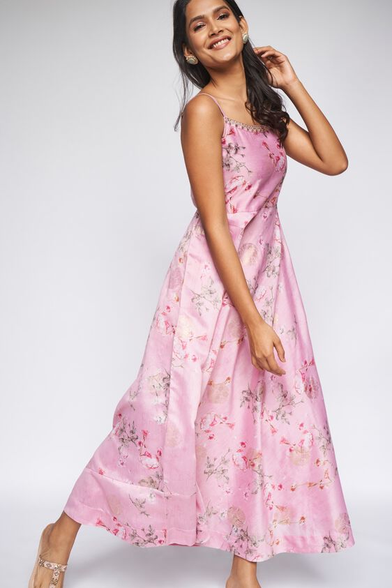 Pink Floral Fit & Flare Dress, , image 3