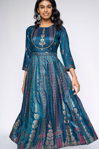 2 - Dark Green Ethnic Motifs Fit and Flare Gown, image 2