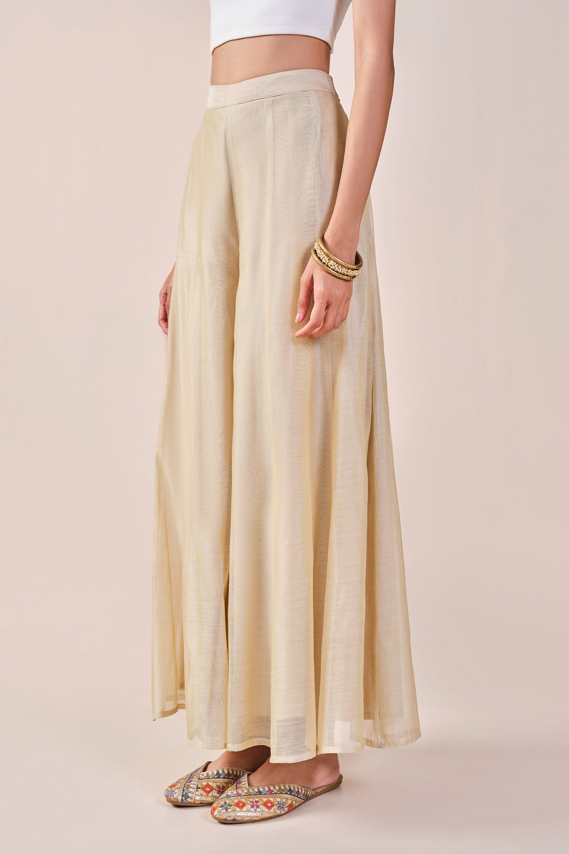 Gold Chanderi Sharara, Beige, image 2