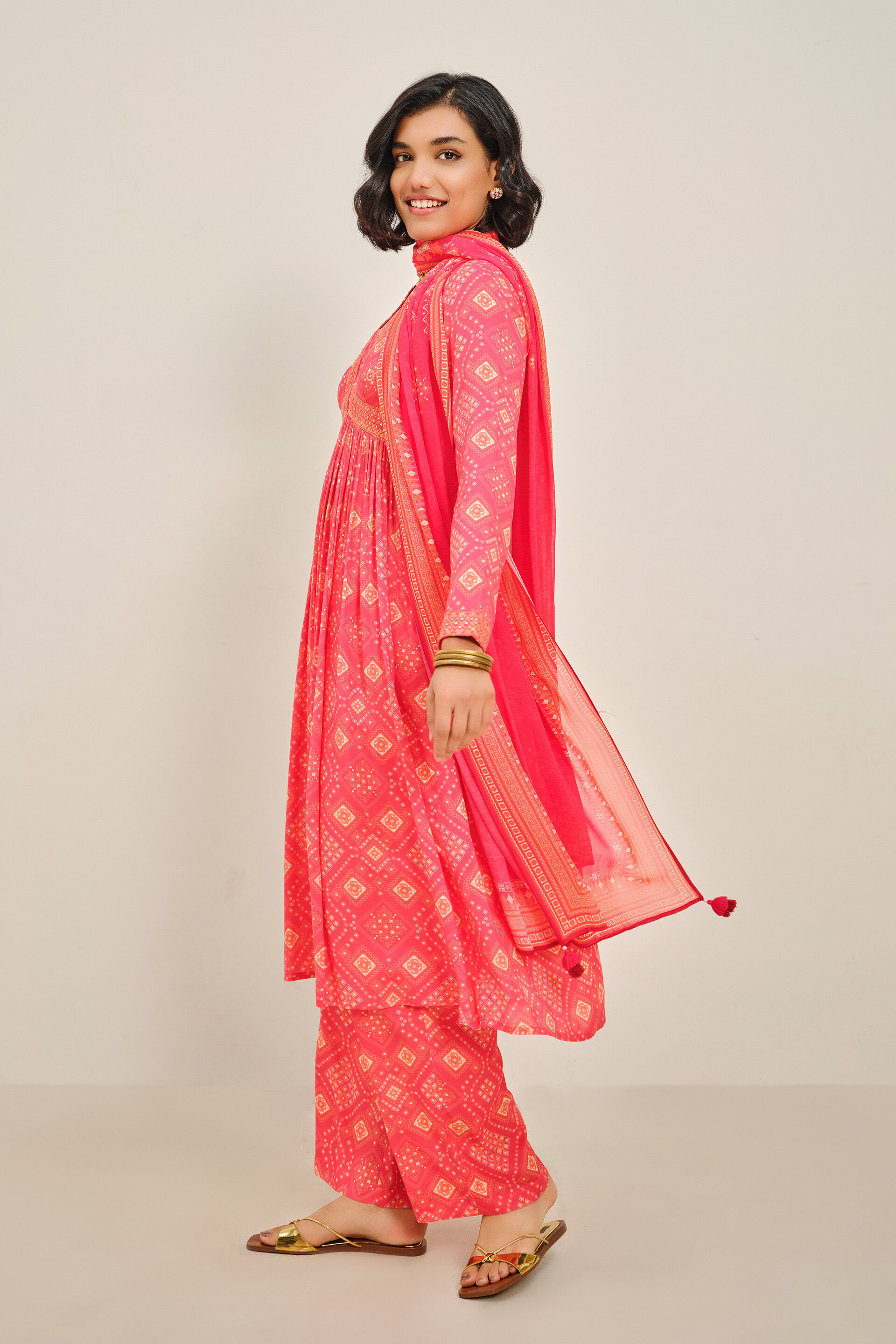 Rubaroo Kurta Set, Pink, image 2