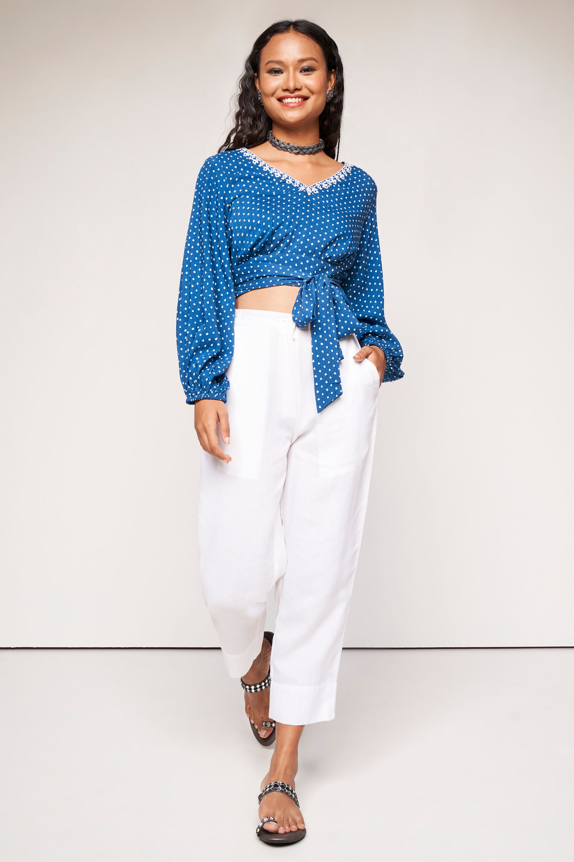 Front Row Tie-up Top, Blue, image 2