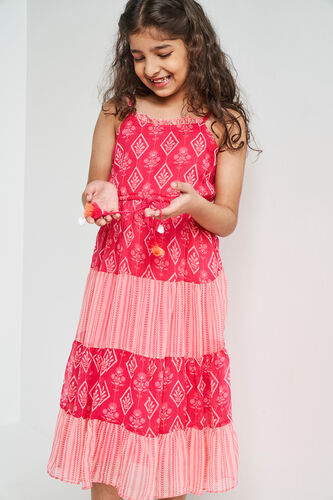 Pink Floral Flared Gown, Pink, image 1