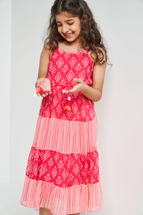 Pink Floral Flared Gown, Pink, image 1
