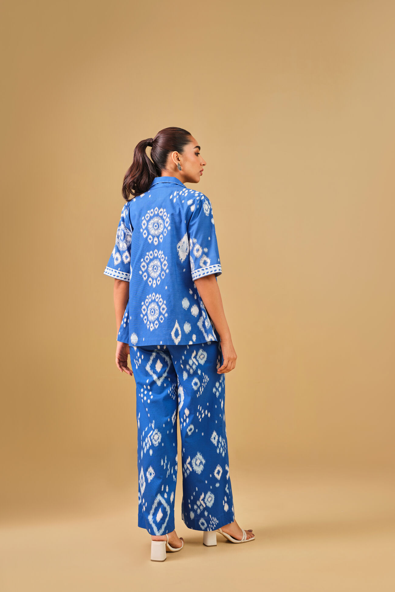 Ikat Inspired Blue Cotton Co-ord, Blue, image 6