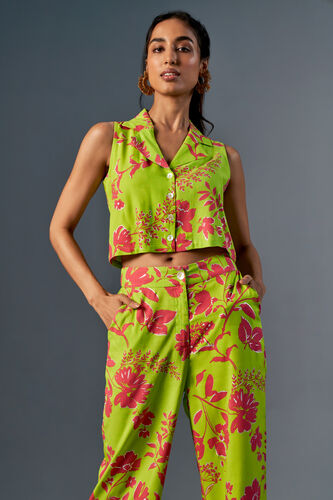 Flower Power Crop Co-Ord, Lime, image 2