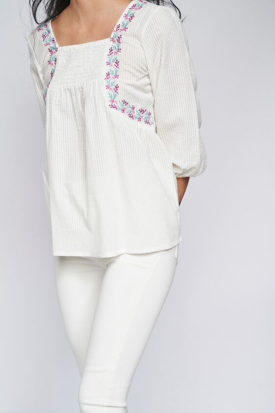 7 - White Solid Fit & Flare Top, image 7