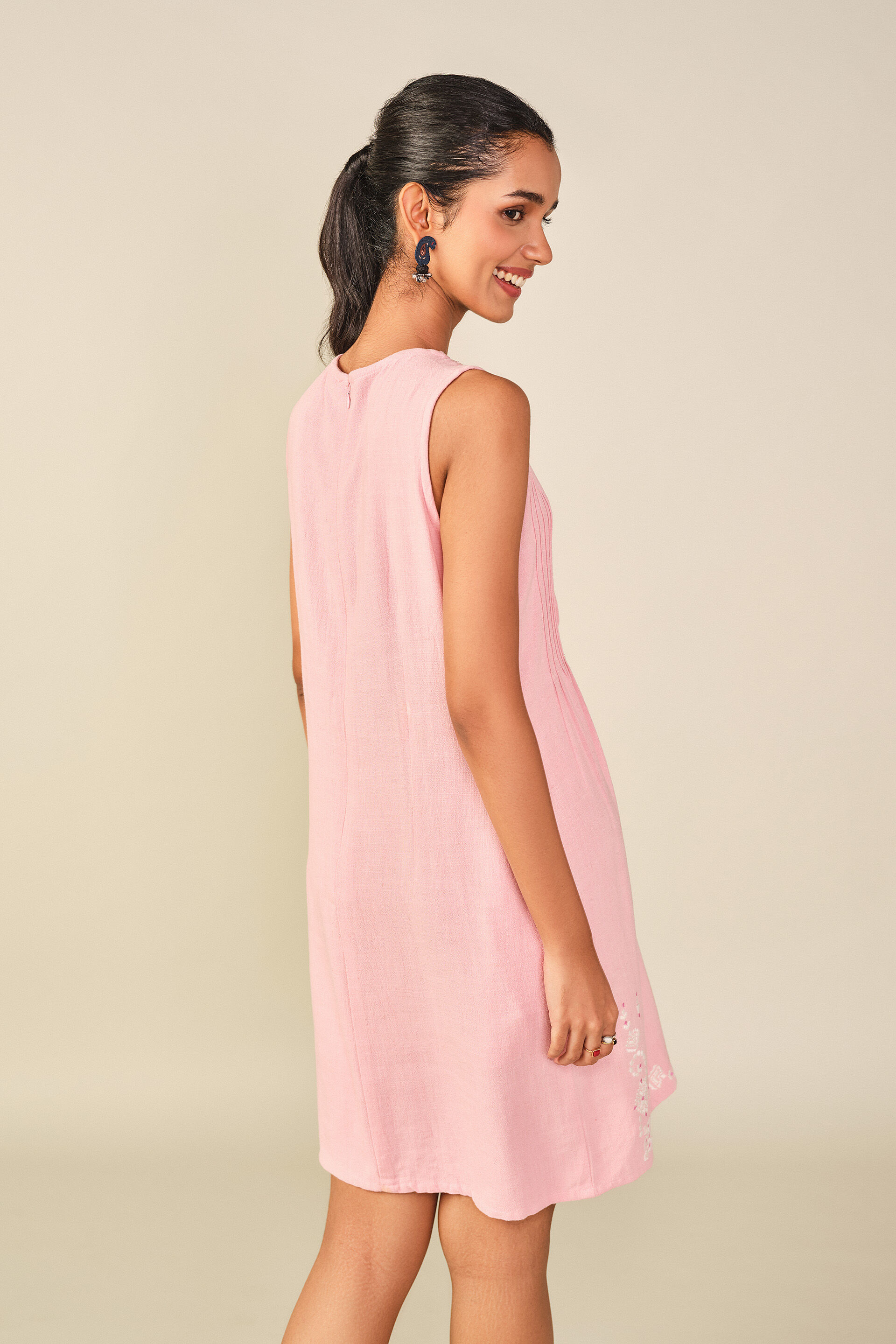 Bubble-Gum Pink Pleated Dress, Pink, image 6